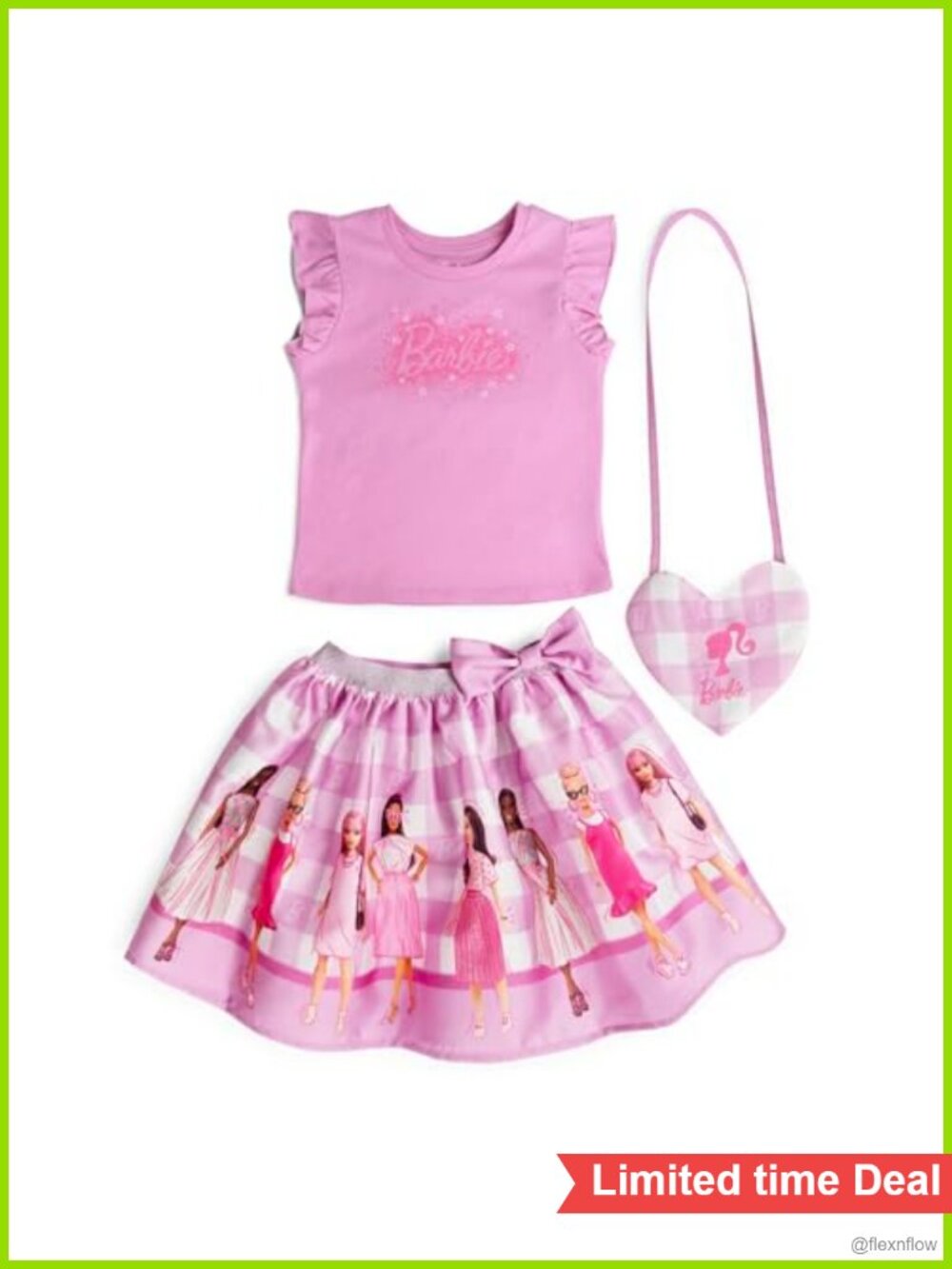 Girls 3 Piece Tank Top Satin Skirt Crossbody Bag Outfit Set